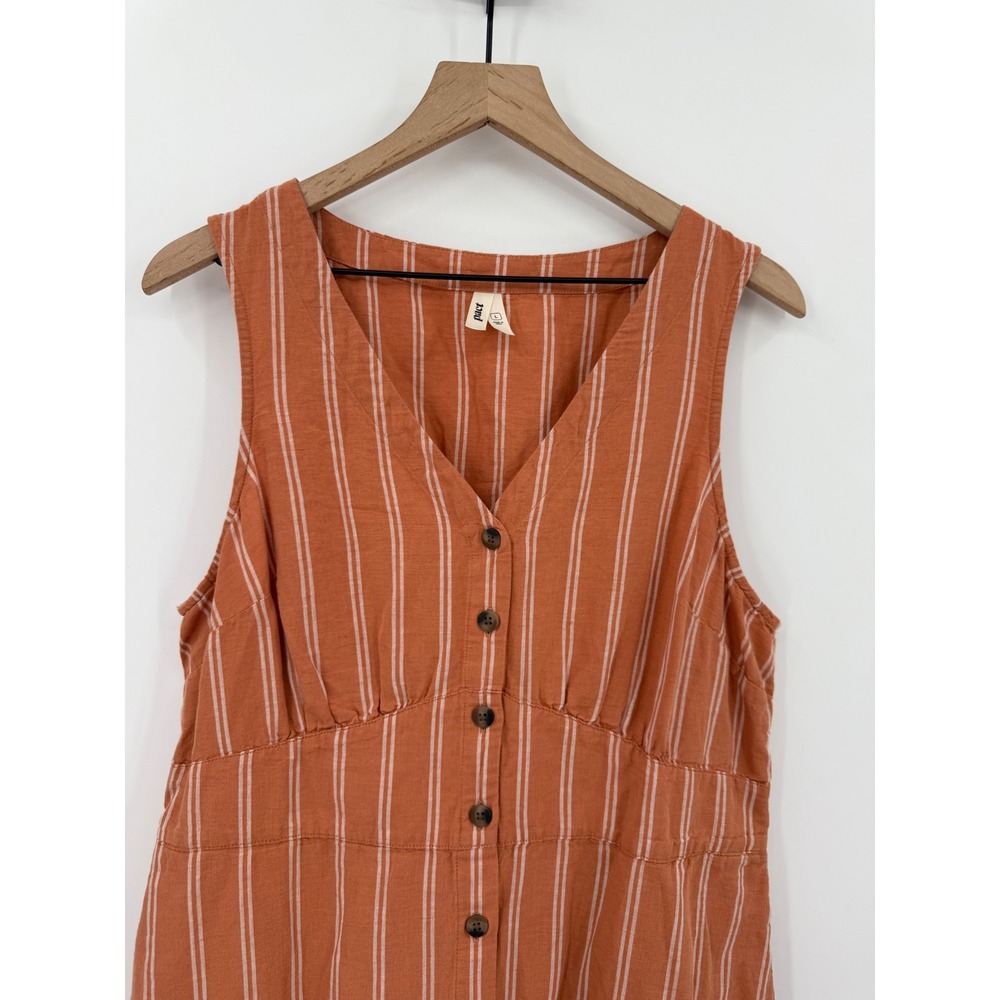 Pact Rust Orange Striped Midi Dress - Picture 2 of 10